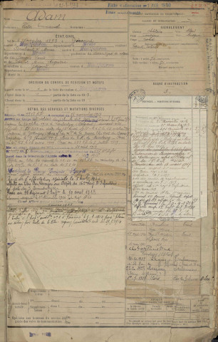 1913 - Registre matricules n° 2246-2693