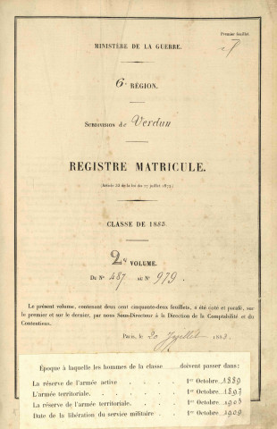 1883 -Registre matricules n° 487-979