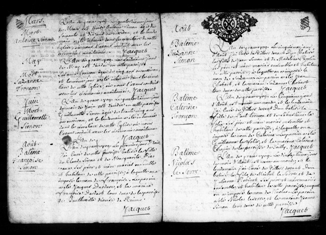 Baptêmes, Mariages, Sépultures (1709-1712)