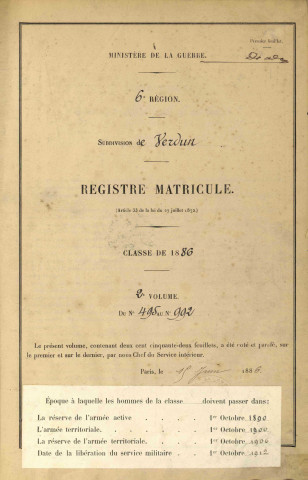 1886 - Registre matricules n° 495-992
