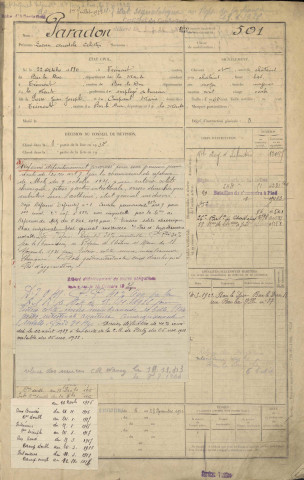 1906 - Registre matricules n° 501-1000