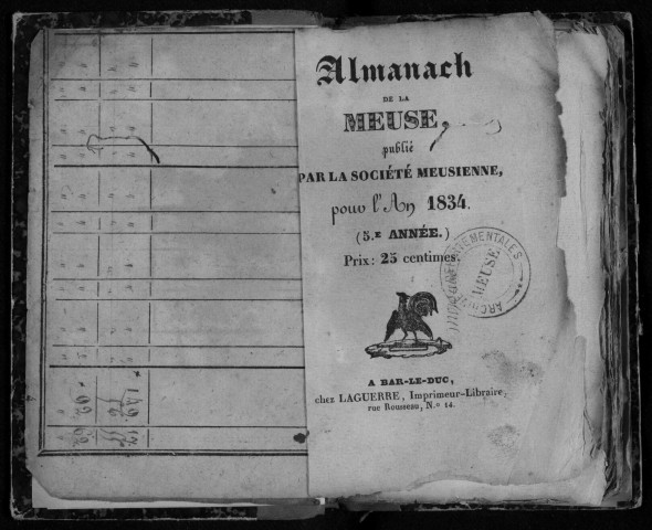 Almanach de la Meuse 1834