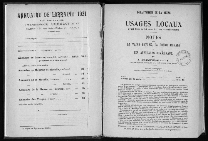Annuaire administratif, commercial et industriel de la Meuse 1930