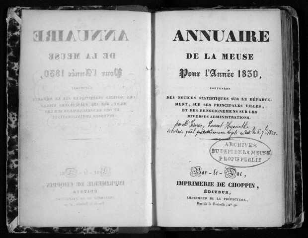 Annuaire de la Meuse 1830