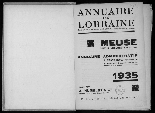 Annuaire administratif, commercial et industriel de la Meuse 1935