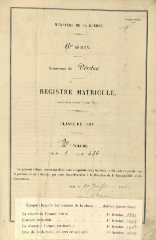 1883 - Registre matricules n° 1-486