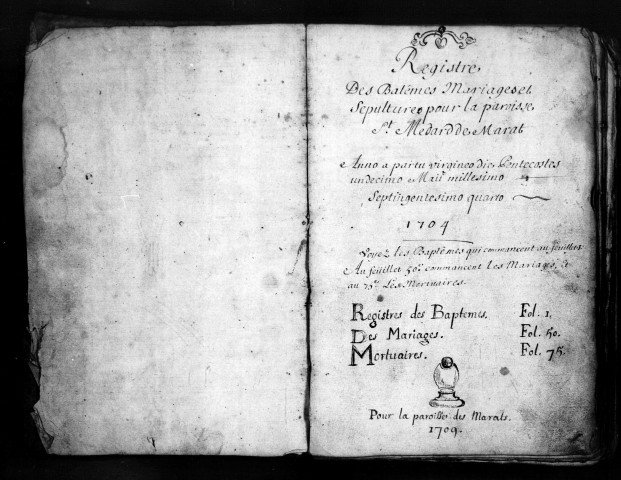 Baptêmes, Mariages, Sépultures (1704-1734)