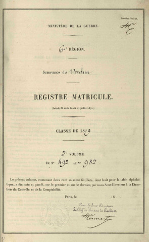 1879 - Registre matricules n° 492-982