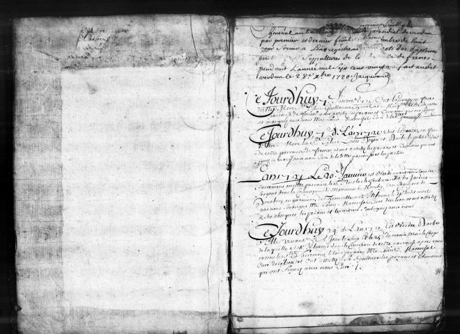 Baptêmes, Mariages, Sépultures (1721-1767)