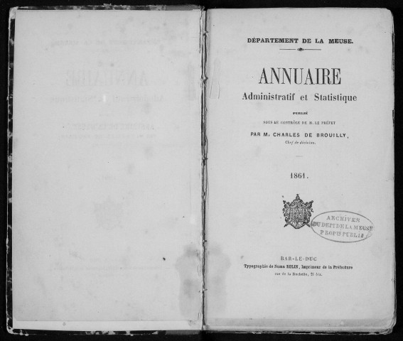 Annuaire administratif et statistique du département de la Meuse 1861