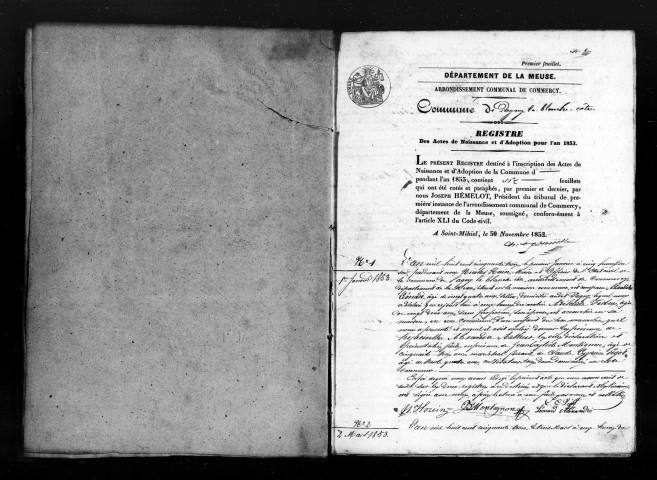 Naissances, Mariages, Décès (1853-1862)