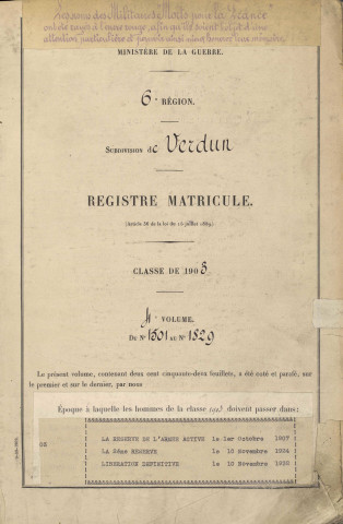 1903 - Registre matricules n° 1501-1871
