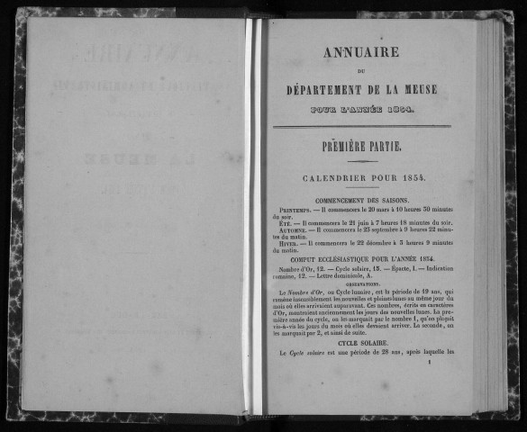 Annuaire statistique et administratif du département de la Meuse 1854