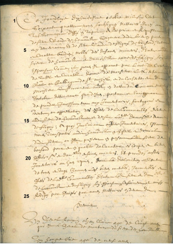 Première page d'un inventaire de tutelle concernant les enfants de Claude de Hamonville et de feue Anne de Fligny.