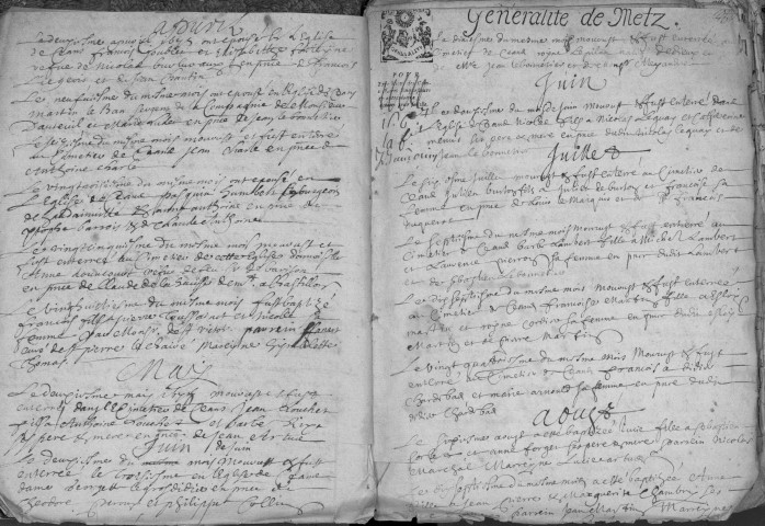 Baptêmes, Mariages, Sépultures (1675-1743)