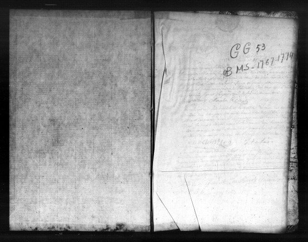 Baptêmes, Mariages, Sépultures (1767-1774)