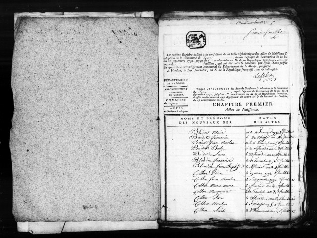 Naissances, Mariages, Décès (1792-1802)