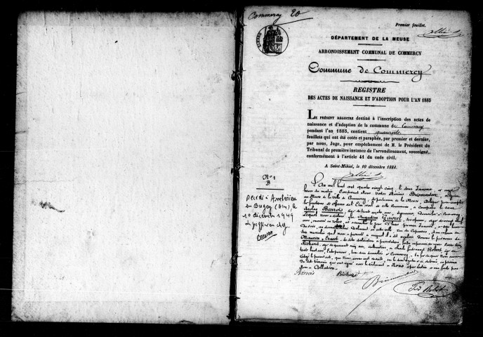 Naissances, Mariages, Décès (1885)