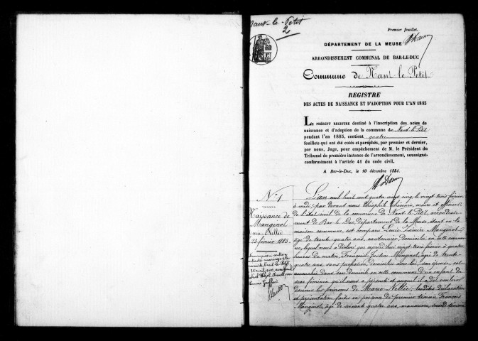 Naissances, Mariages, Décès (1883-1892)