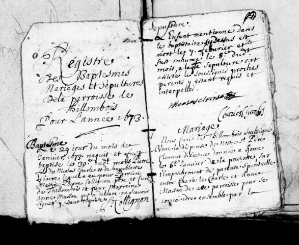 Baptêmes, Mariages, Sépultures (1673-1761)