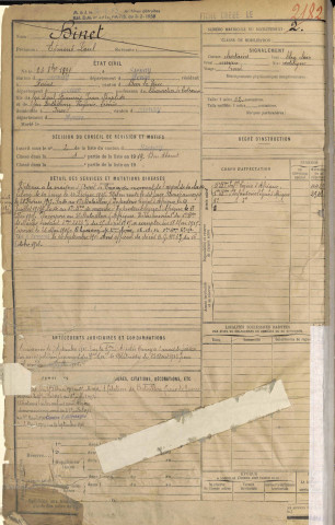 1911 - Registre matricules n° 2181-2564
