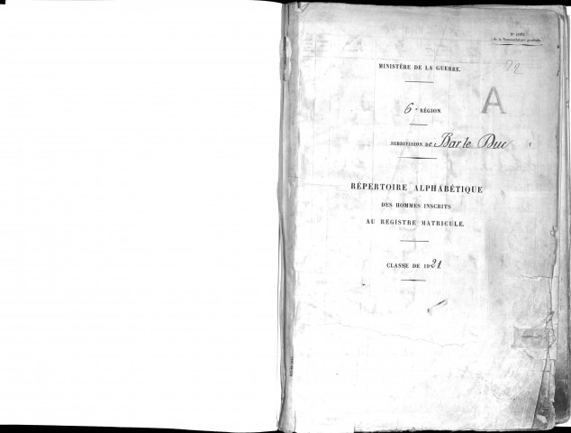 1921 - Répertoire alphabétique