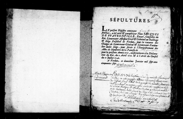 Baptêmes, Mariages, Sépultures (1757-1773)