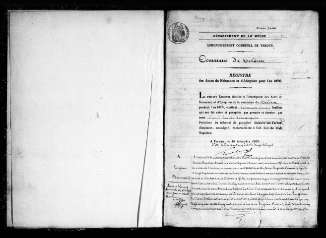 Naissances, Mariages, Décès (1870-1870)