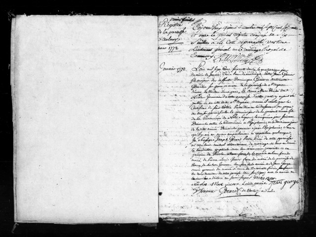 Baptêmes, Mariages, Sépultures (1772-1792)