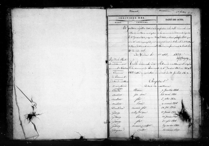 Naissances, Mariages, Décès (1813-1822)