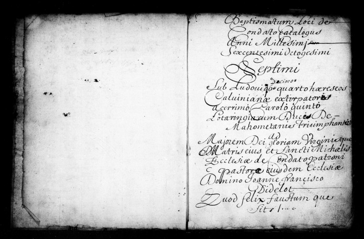 Baptêmes, Mariages, Sépultures (1686-1700)