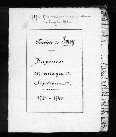 Baptêmes, Mariages, Sépultures (1721-1740)