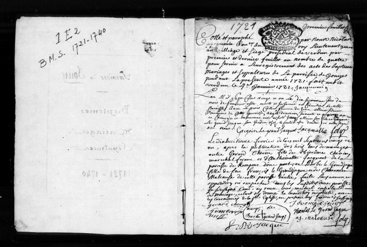 Baptêmes, Mariages, Sépultures (1721-1740)