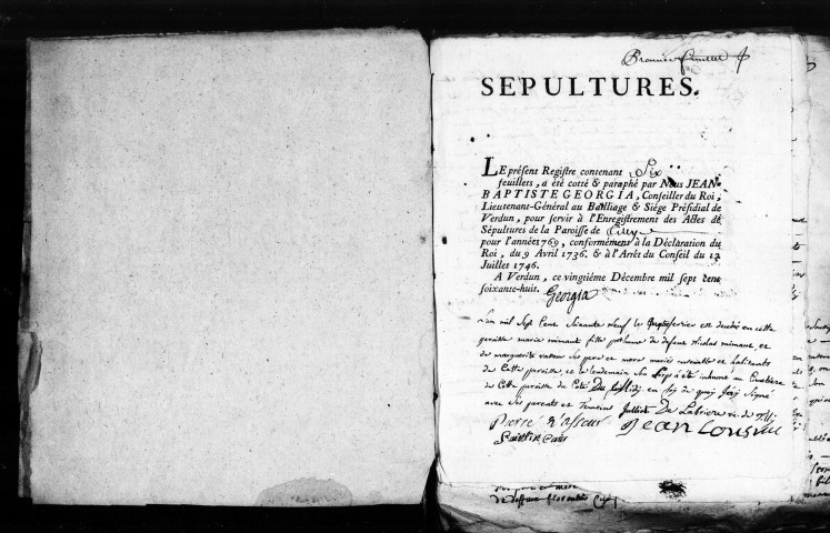 Baptêmes, Mariages, Sépultures (1769-1791)