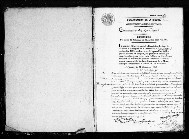 Naissances, Mariages, Décès (1851-1851)