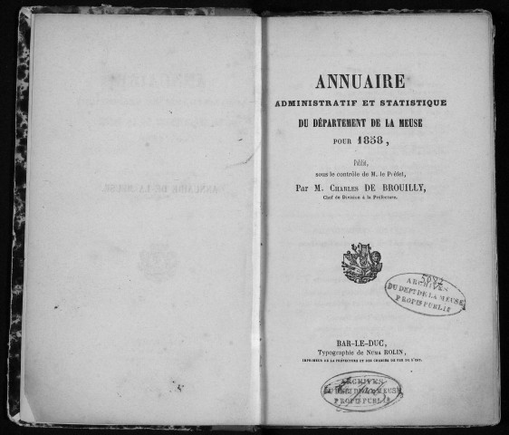 Annuaire administratif et statistique du département de la Meuse 1858