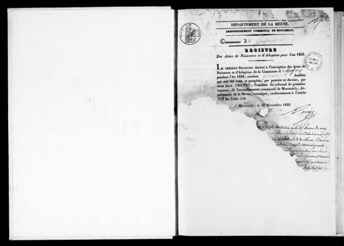 Naissances, Mariages, Décès (1833-1842)