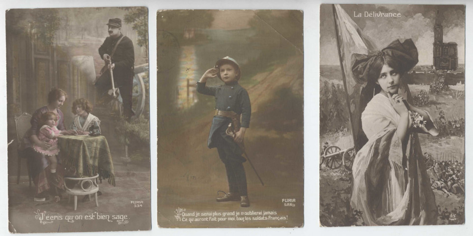 Correspondances : cartes postales, photographies, citation à l'ordre du régiment concernant la famille Raulin et Citerne.