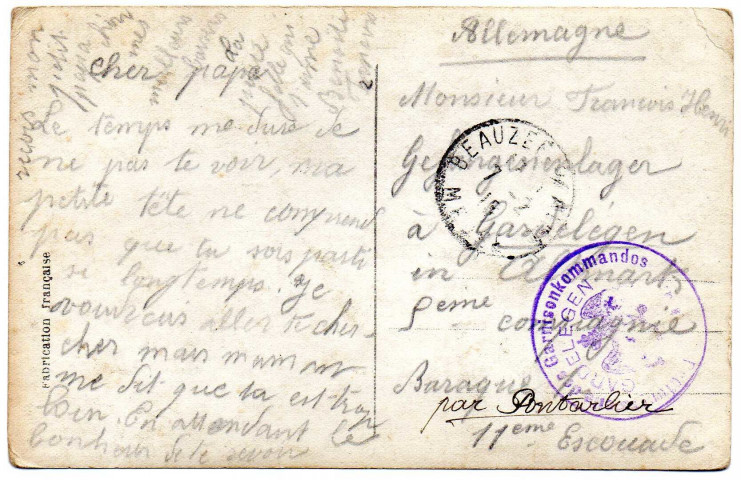 Cartes postales, correspondance de la famille François, dont Henri fait prisonnier de guerre.