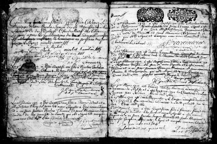 Baptêmes, Mariages, Sépultures (1712-1725)