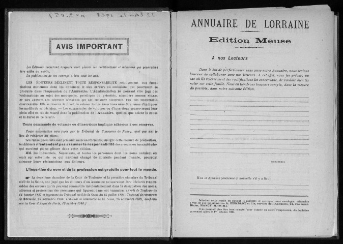 Annuaire administratif, commercial et industriel de la Meuse 1929