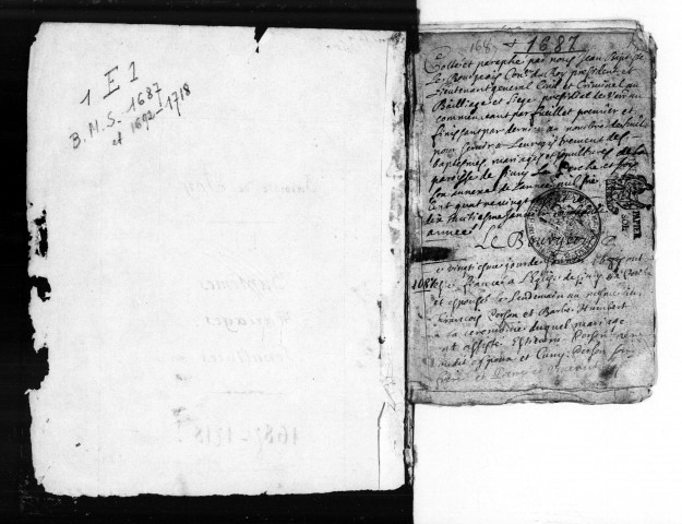 Baptêmes, Mariages, Sépultures (1687-1718)