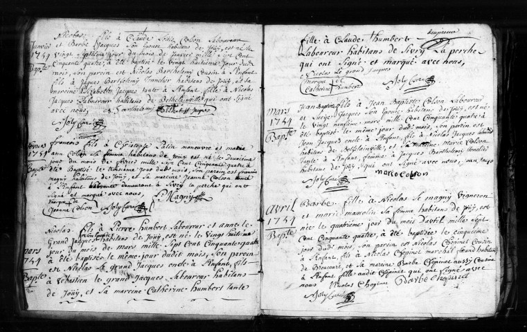 Baptêmes, Mariages, Sépultures (1754-1791)