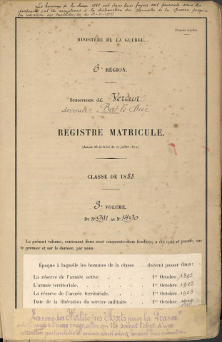 1888 - Registre matricules n° 991-1490