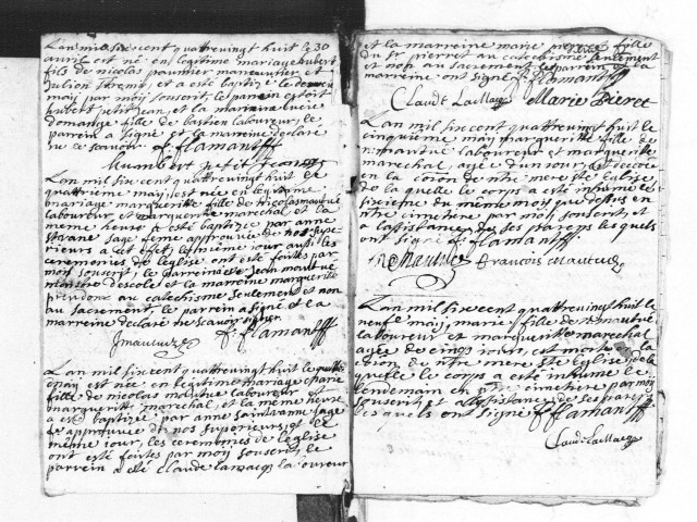 Baptêmes, Mariages, Sépultures (1688-1749)