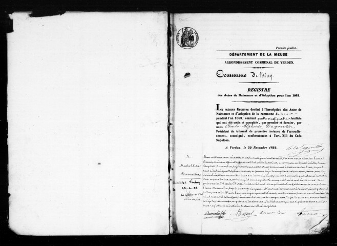 Naissances, Mariages, Décès (1863-1863)