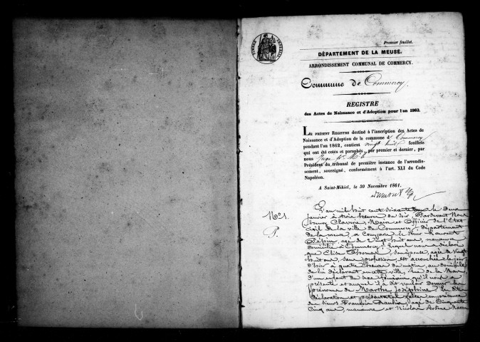 Naissances, Mariages, Décès (1862)