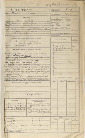 1910 - Registre matricules n° 501-1000