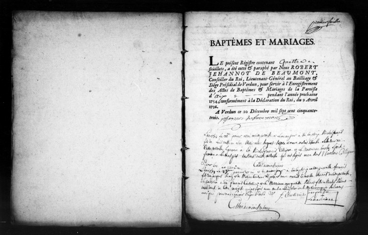 Baptêmes, Mariages, Sépultures (1754-1791)