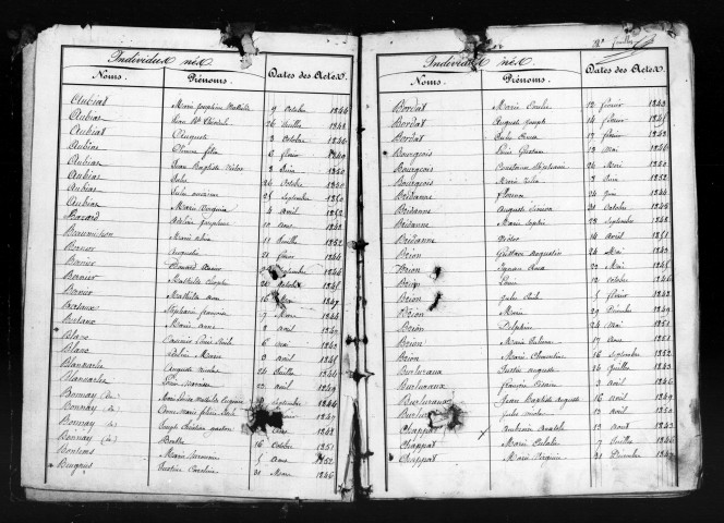 Naissances, Mariages, Décès (1843-1852)